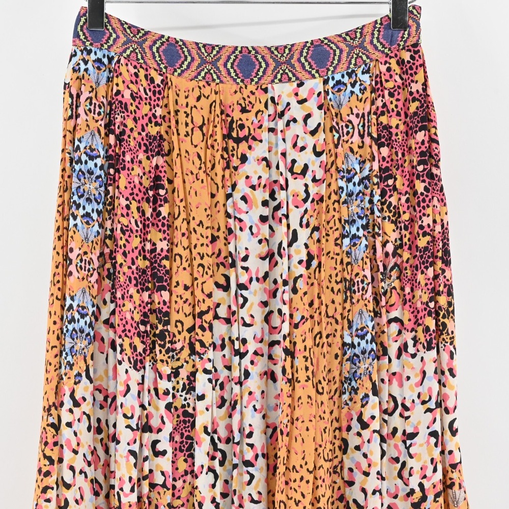 Anthropologie Bhanuni by Jyoti Panthera Maxi Skirt Womens Size 0 Leopard Cotton - Picture 6 of 12